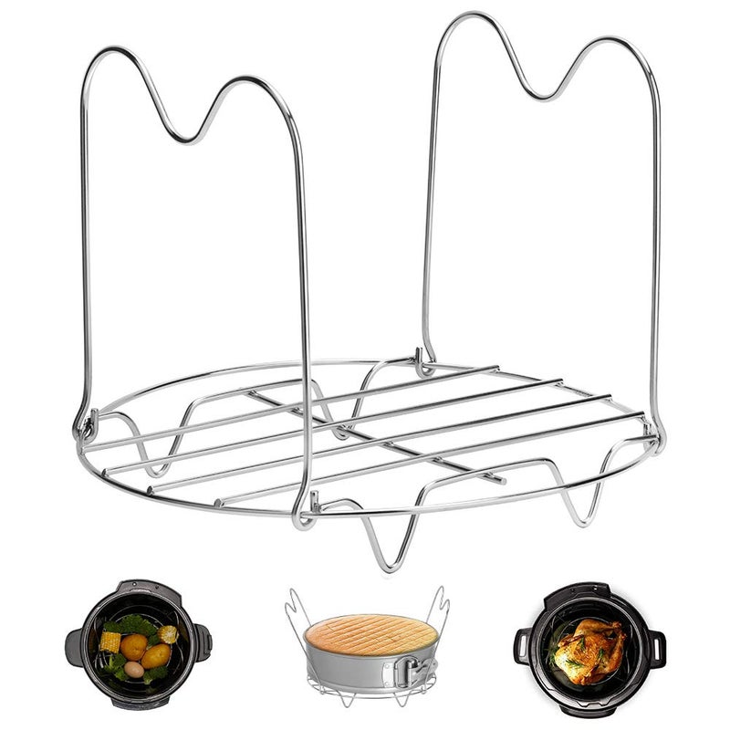 Createy Steamer Rack Trivet with Handles Compatible with Instant Pot Accessories 6 Qt 8 Quart, Pressure Cooker Trivet Wire Steam Rack, Great for Lifting out Whatever Delicious Meats & Veggies You Cook - Image 1